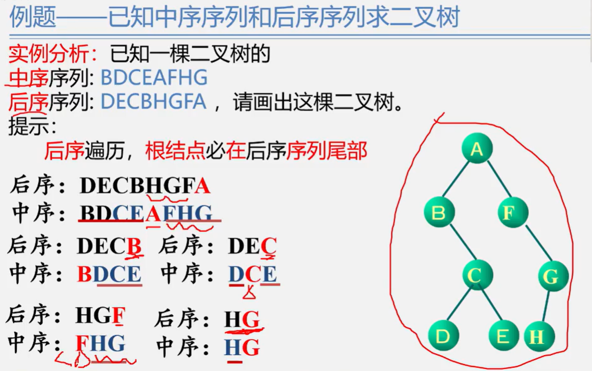 已知中序和后序序列求二叉树